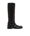 Loewe Leather Campo Biker Boots In Black