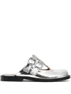 Loewe Campo Metallic Leather Mary Jane Flats In Silver