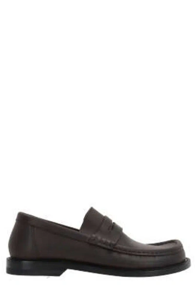 Loewe Campo Round Asymmetrical Toe Loafers In Brown
