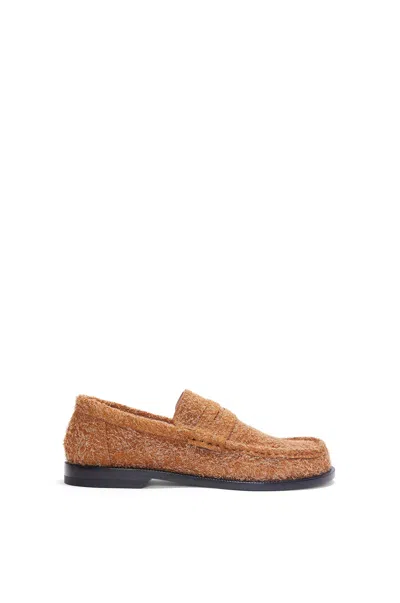 Loewe Campo Loafer In Brushed Suede In Brown