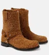 Loewe Campo Leather Biker Boots In Brown