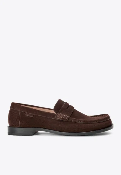 Loewe Campo Suede Leather Loafers In Brown