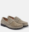 Loewe Brushed Suede Campo Loafers In Grün