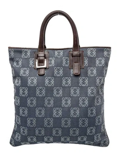 Pre-owned Loewe Canvas Anagram Handbag Tote In Gray