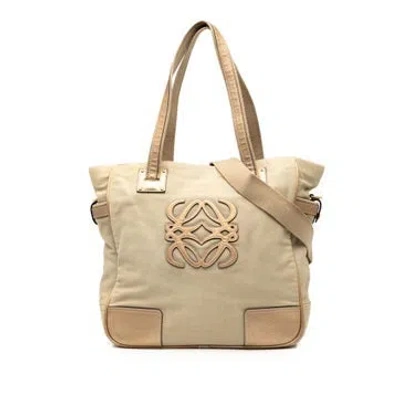 Pre-owned Loewe Canvas Anagram Satchel In White