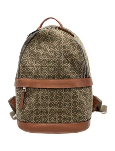 Pre-owned Loewe Canvas Backpack In Green