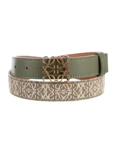Pre-owned Loewe Canvas Belt In Green