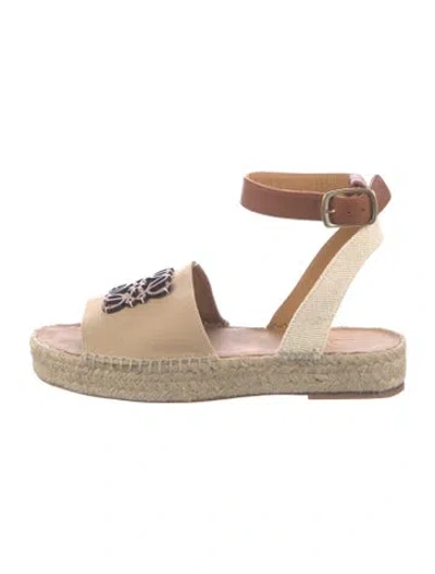 Pre-owned Loewe Canvas Braided Accents Espadrilles In Brown
