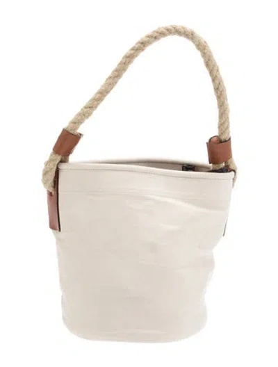 Pre-owned Loewe Canvas Canvas Bucket Bag In Neutral