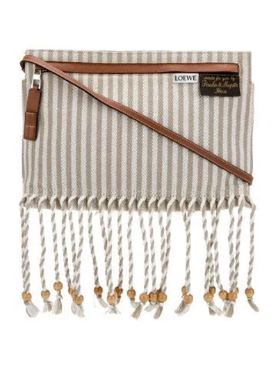 Pre-owned Loewe Canvas Clutch In Neutral