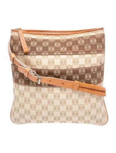 Pre-owned Loewe Canvas Clutch Vintage In Neutral