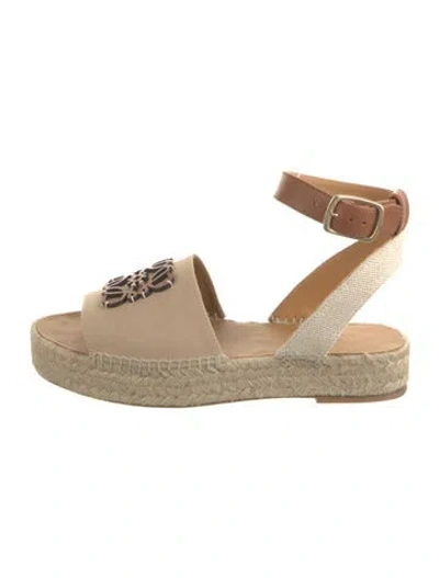 Pre-owned Loewe Canvas Colorblock Pattern Espadrilles In Brown