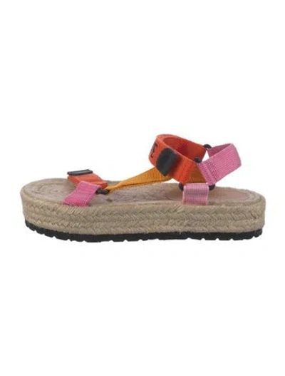 Pre-owned Loewe Canvas Colorblock Pattern Espadrilles In Orange