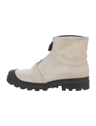 Pre-owned Loewe Canvas Combat Boots In Neutrals