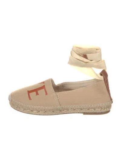 Pre-owned Loewe Canvas Embroidered Accent Espadrilles In Neutral