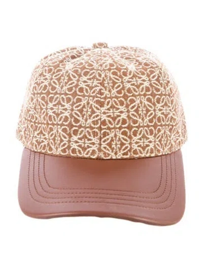 Pre-owned Loewe Canvas Embroidered Baseball Hat W/tags In Brown
