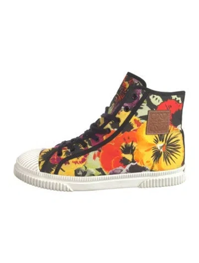 Pre-owned Loewe Canvas Floral Print Sneakers In Black