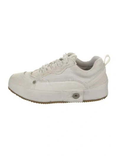 Pre-owned Loewe Canvas Fringe Trim Accent Sneakers In White