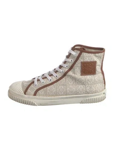 Pre-owned Loewe Canvas Graphic Print Athletic Sneakers In Neutrals