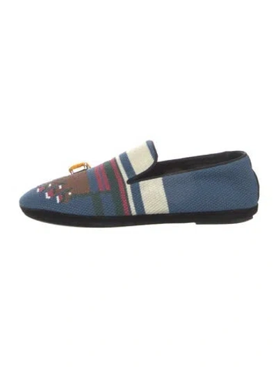 Pre-owned Loewe Canvas Graphic Print Loafers In Blue
