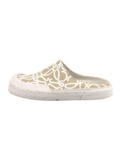 Pre-owned Loewe Canvas Graphic Print Mules In White