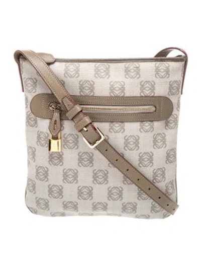 Pre-owned Loewe Canvas Messenger Bag In Gray