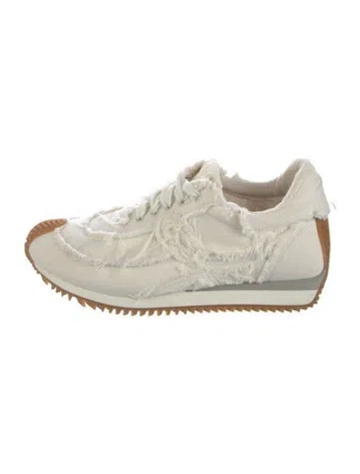 Pre-owned Loewe Canvas Raw-edge Trim Athletic Sneakers In White
