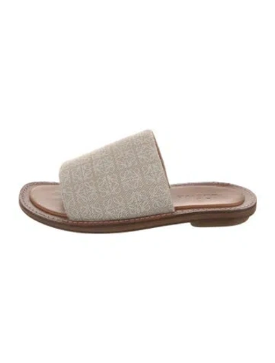 Pre-owned Loewe Canvas Slides In Neutral