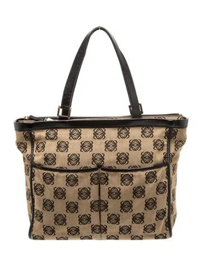 Pre-owned Loewe Canvas Tote Vintage In Brown