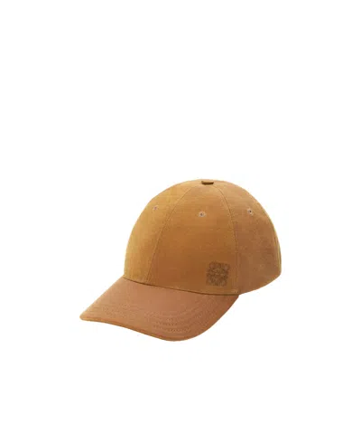 Loewe Cap In Waxed Canvas In Brown