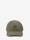 Loewe Curved Brim Logo Patch Cap In Cotton Canvas In Green