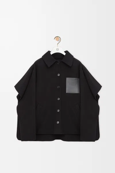 Loewe Cape Coat In Wool And Cashmere Size:32 For Woman In Black