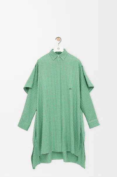 Loewe Cape Dress In Silk In Green