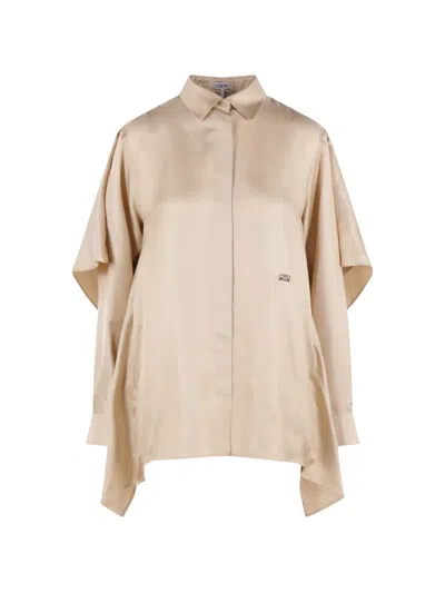 Loewe Cape Shirt In Silk In Gold