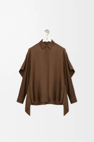 Loewe Cape Shirt In Silk In Brown