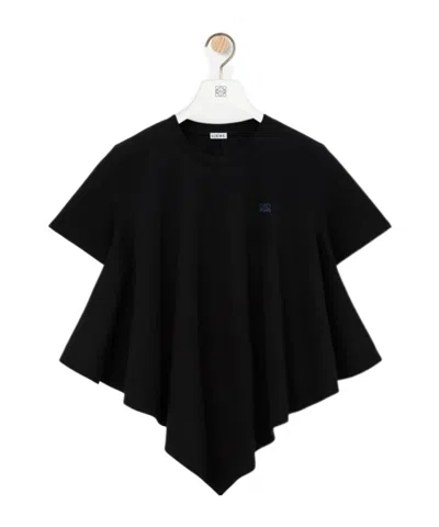 Loewe Asymmetric-hem Logo-detail T-shirt In Black
