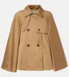 Loewe Double-breasted Cape-effect Organic Cotton-gabardine Jacket In Brown