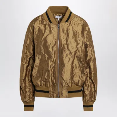 Loewe Caramel Technical Taffeta Bomber Jacket In Brown