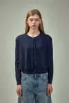 Loewe Layered Cropped Wool Cardigan In Blue