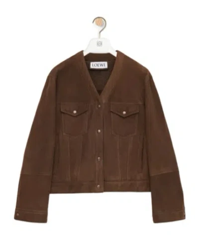 Loewe Cardigan In Shearling In Brown