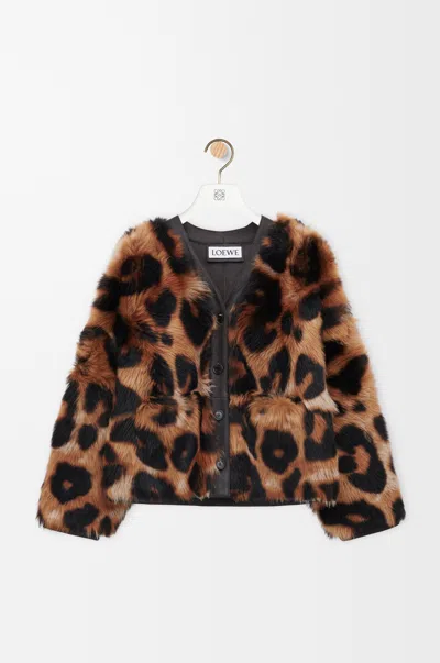 Loewe Cardigan In Shearling Size:38 For Woman In Brown
