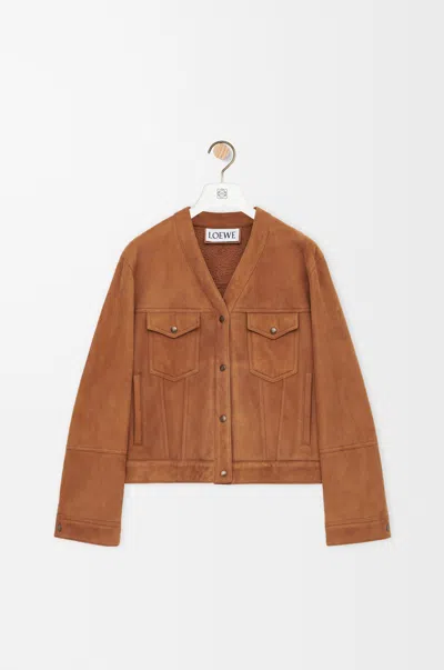 Loewe Lambskin Shearling-lined Jacket In Brown