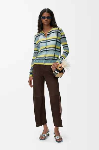 Loewe Cardigan In Viscose And Cotton Blend Size:l For Woman In Multi