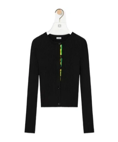 Loewe Cardigan In Viscose Blend In Black