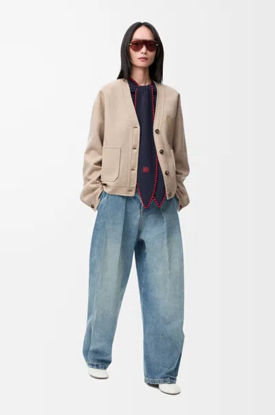 Loewe Cardigan In Wool And Cashmere Size:44 For Woman In Yellow