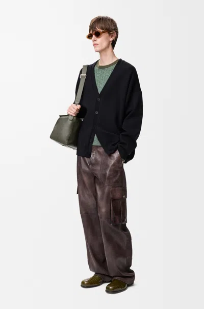 Loewe Cardigan In Wool Blend Size: Xxl For Man In Black