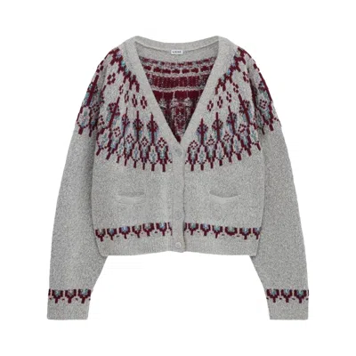 Pre-owned Loewe Cardigan 'light Grey/multicolor' | Women's Size M In Gray
