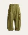 Loewe Cargo Baggy Trousers In Khaki Green
