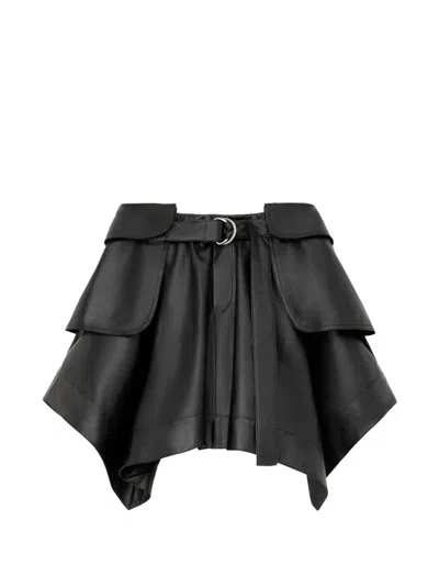 Loewe Cargo Belted Leather Mini Skirt In Black
