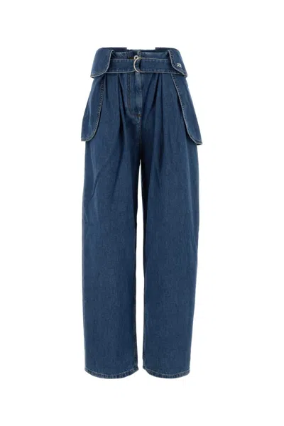 Loewe Womens Light Blue Side-flap Balloon-leg High-rise Jeans